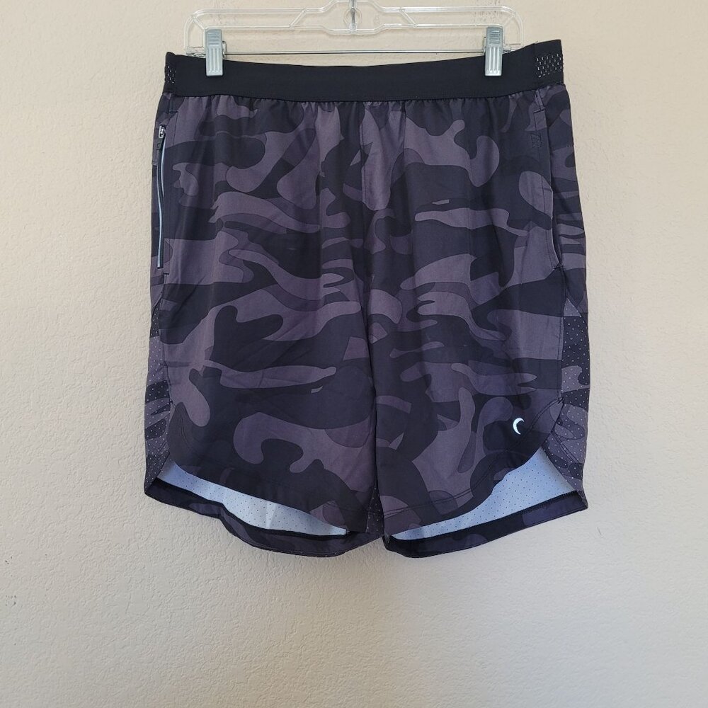 ZYIA ACTIVE Mens Black Camo Shorts Size Large Gym Active Athletic Linerless